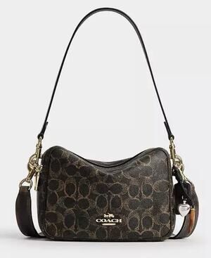 B1-003 Coach Carey Crossbody Bag Loved Signature Canvas Charms Brown CEK68 NWT